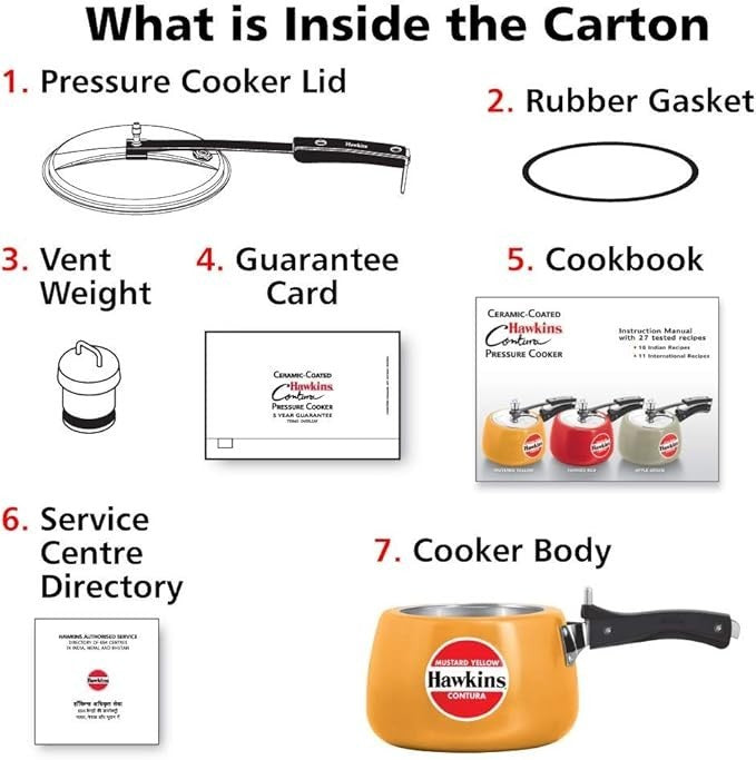 Hawkins Ceramic CMY30 Coated Contura Pressure Cooker, 3 L, Mustard Yellow